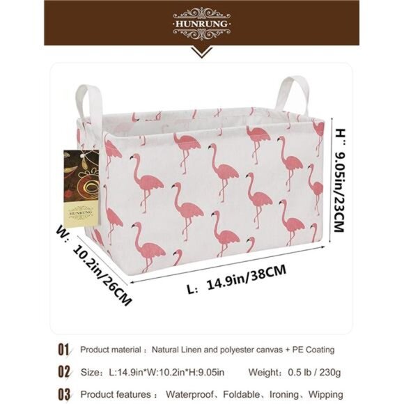 Rectangle Storage Basket Cute Canvas Organizer Bin for Pet/Children Toys, Books - Picture 3 of 8